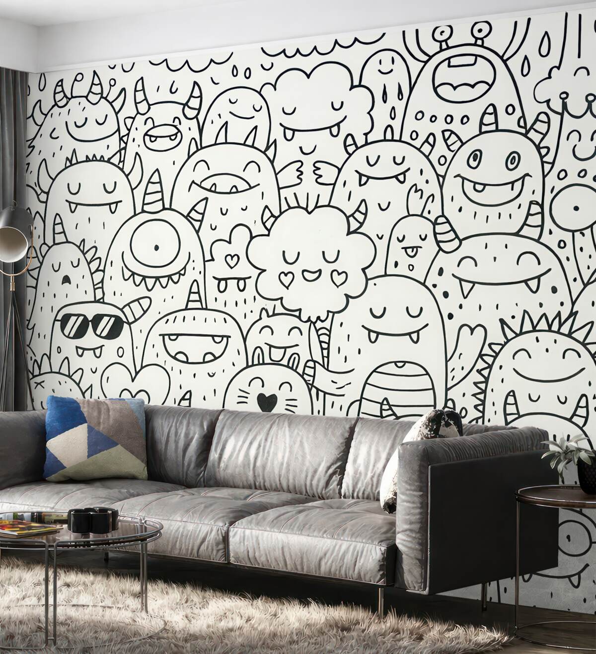 Fototapeta Kolorowanki do tapet Zabawne potwory dla dzieci