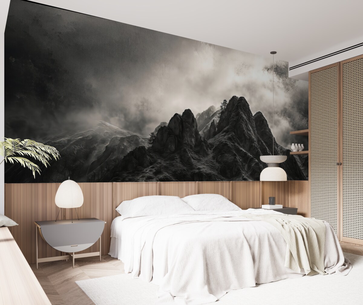 Fototapeta Zagadkowa czarna góra z dramatycznym, pochmurnym niebem.