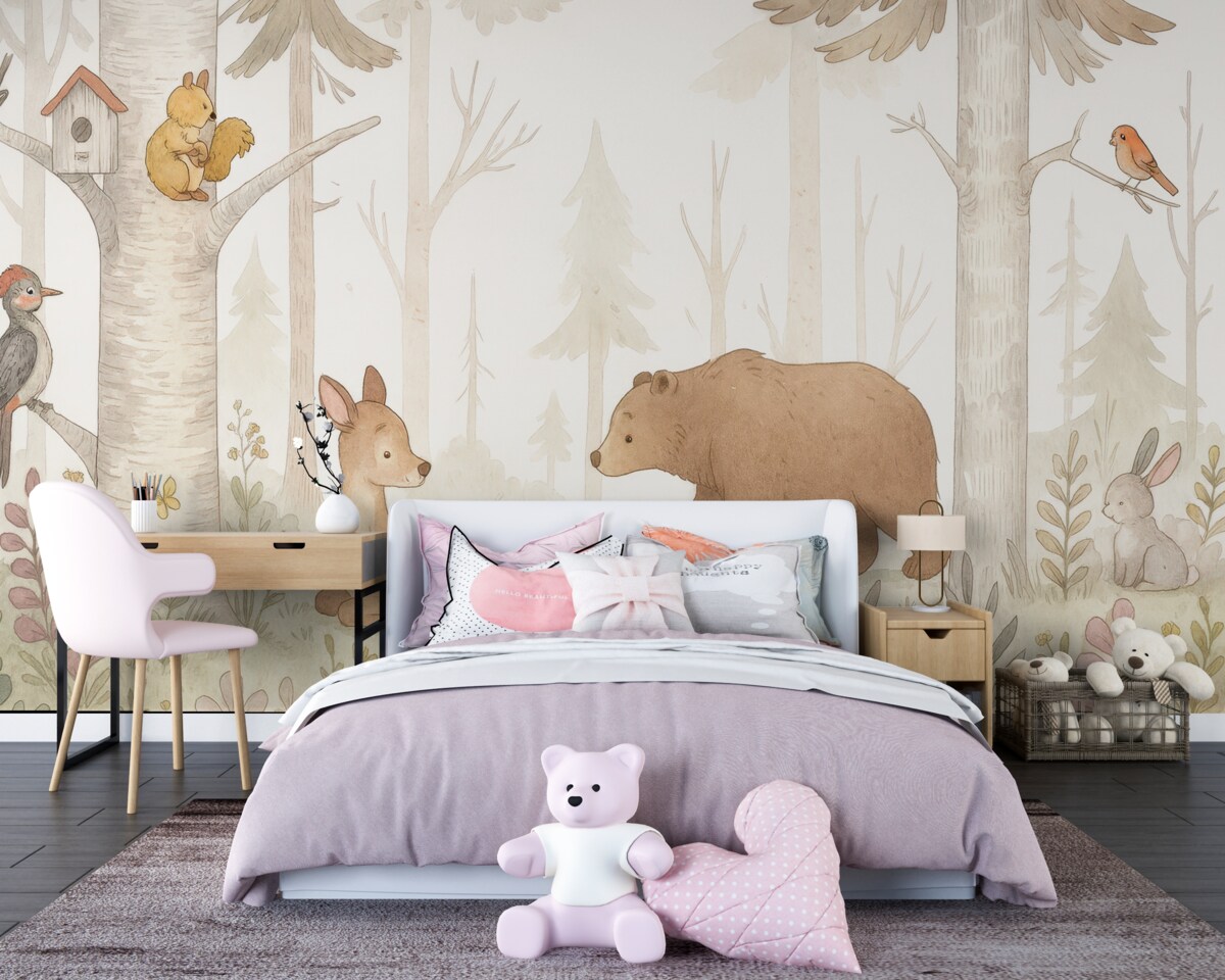 Fototapeta Leśni towarzysze, zabawne zwierzęta.