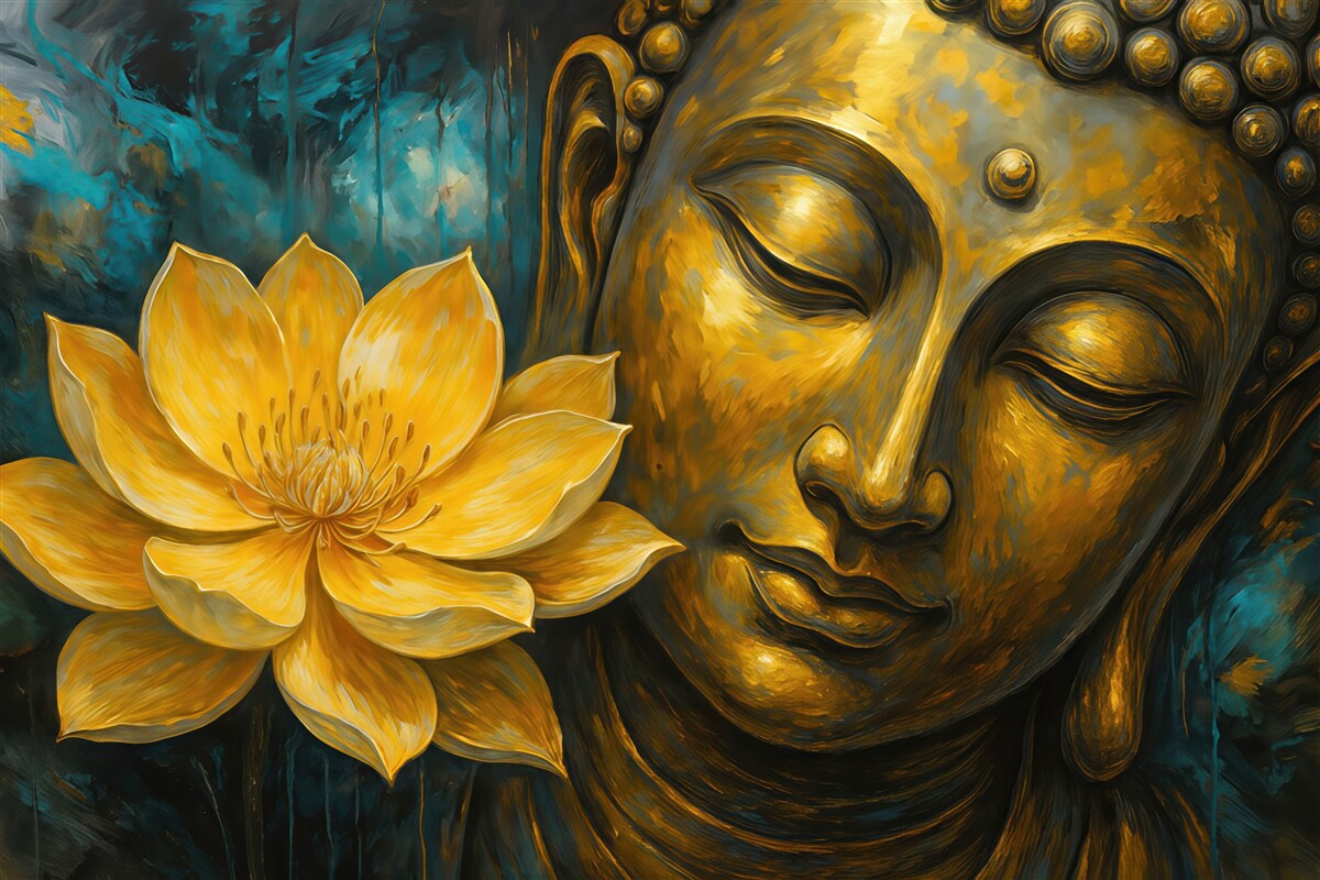 Fototapeta Kwiat lotosu oraz Budda.