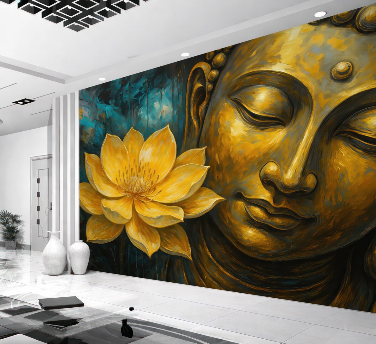 Fototapeta Kwiat lotosu oraz Budda.