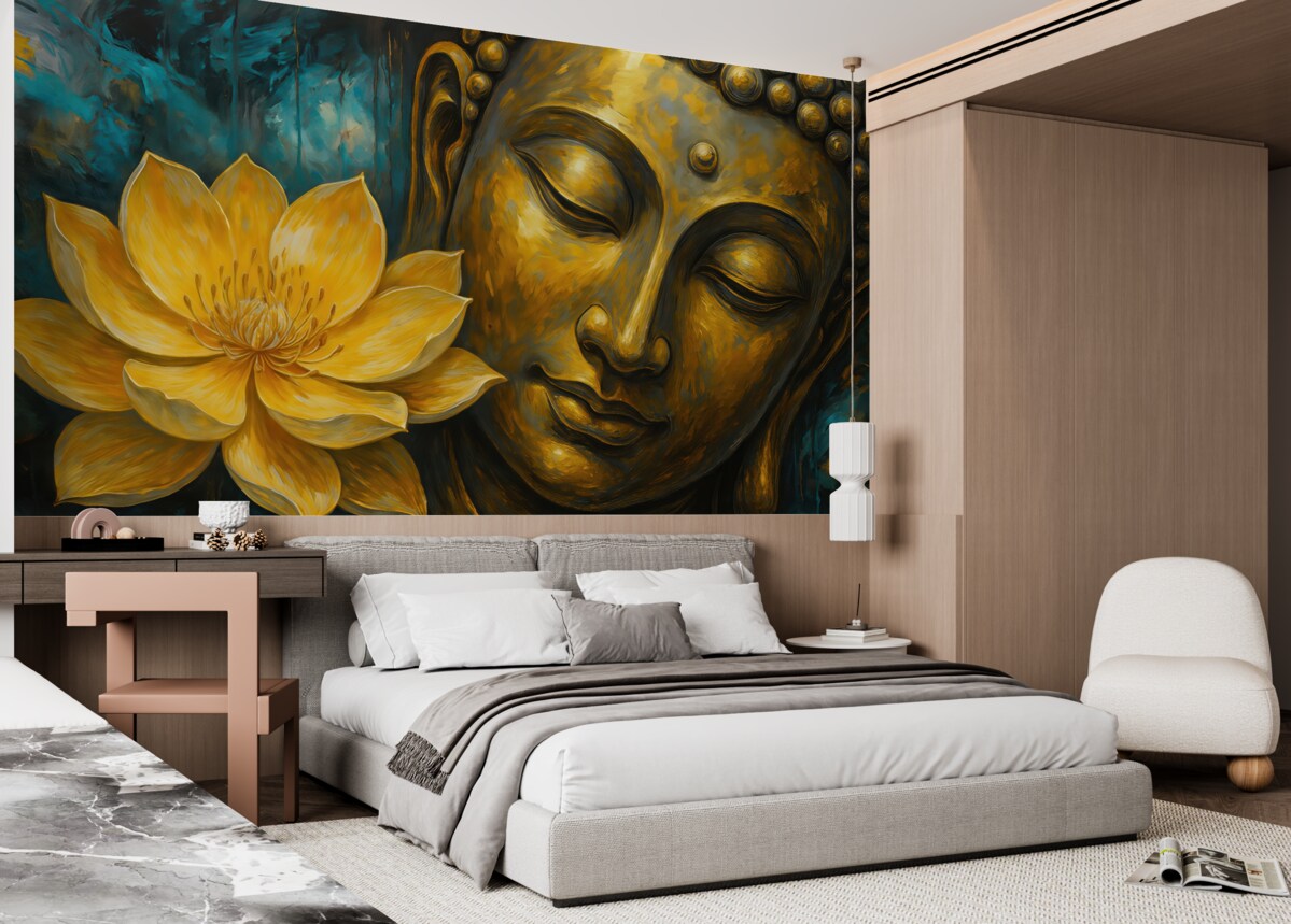 Fototapeta Kwiat lotosu oraz Budda.