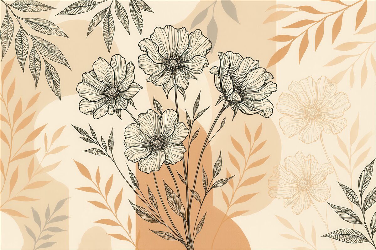 Fototapeta Znane tapety w stylu boho z roślinami.