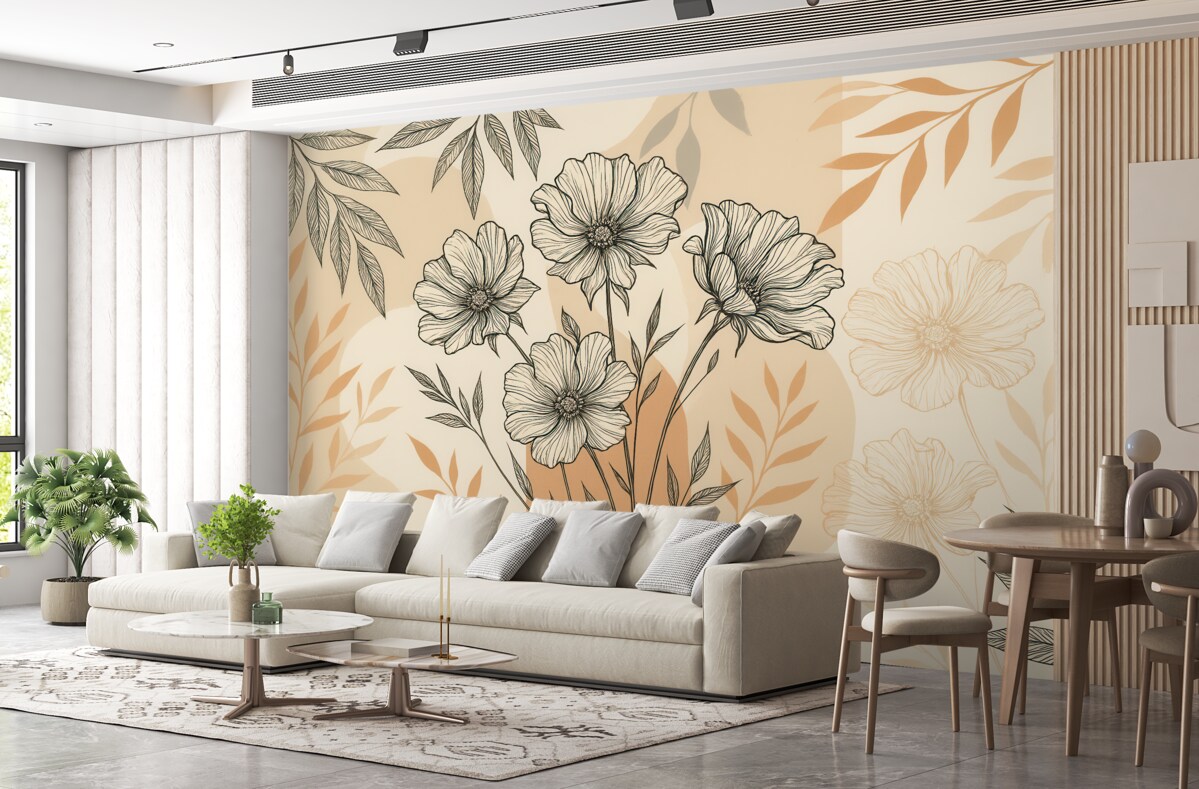 Fototapeta Znane tapety w stylu boho z roślinami.