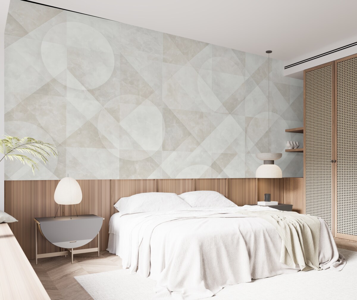 Fototapeta Abstrakcyjna geometria na marmurowym tle w delikatnych odcieniach.