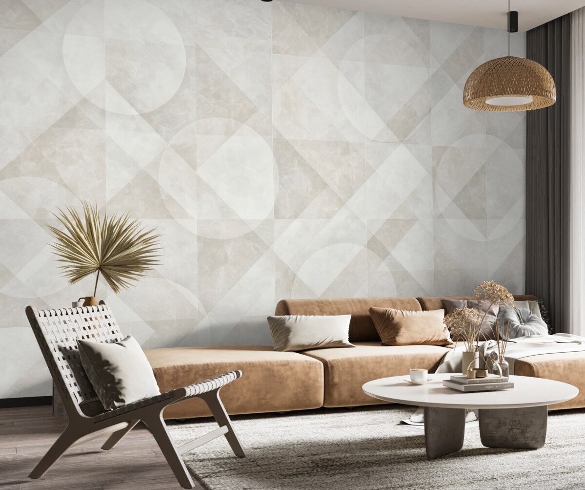 Fototapeta Abstrakcyjna geometria na marmurowym tle w delikatnych odcieniach.