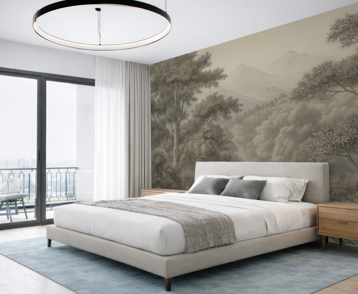 Fototapeta Tropikalny las w odcieniach szarości.