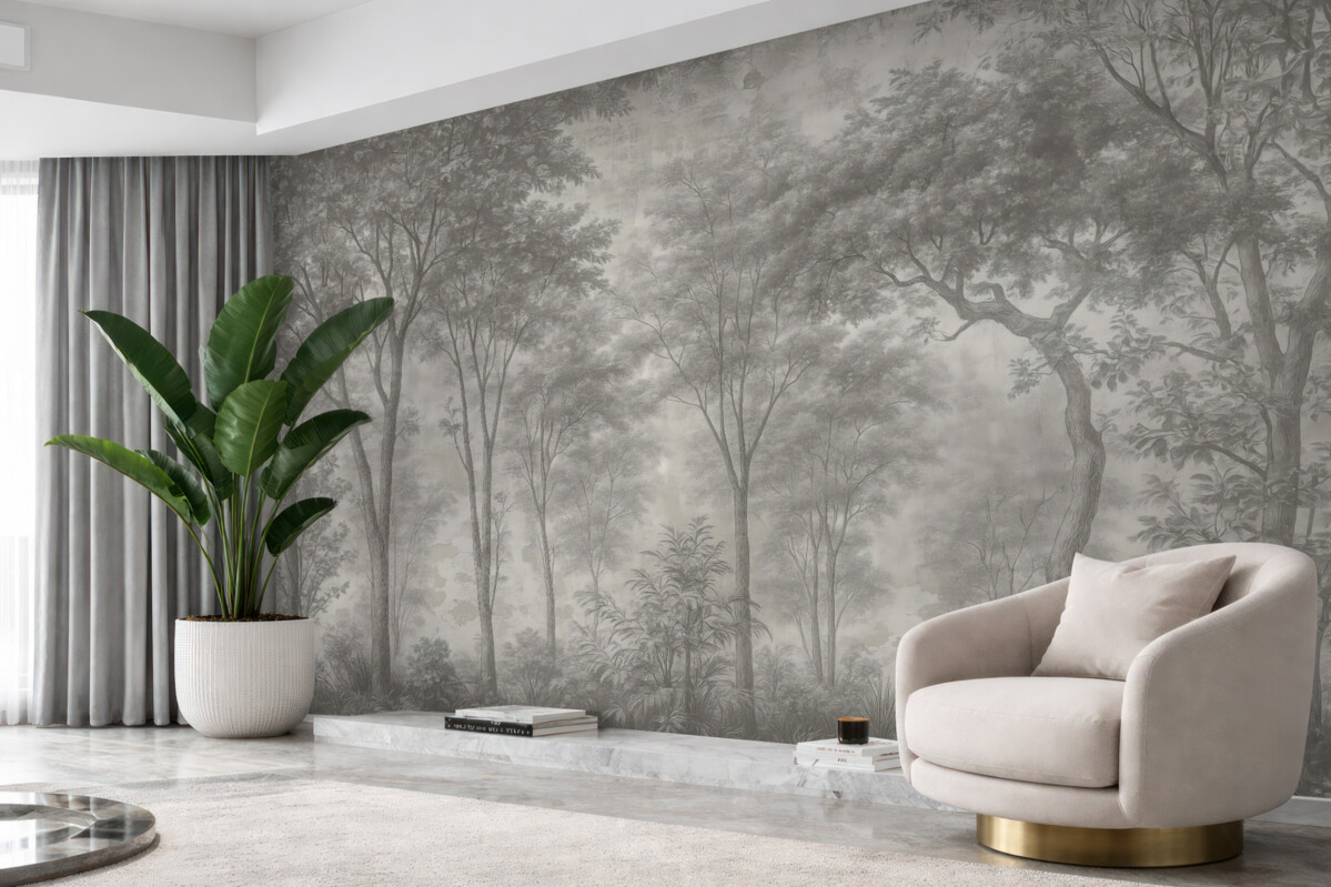 Fototapeta Malowanie lasu na skalnej ścianie.