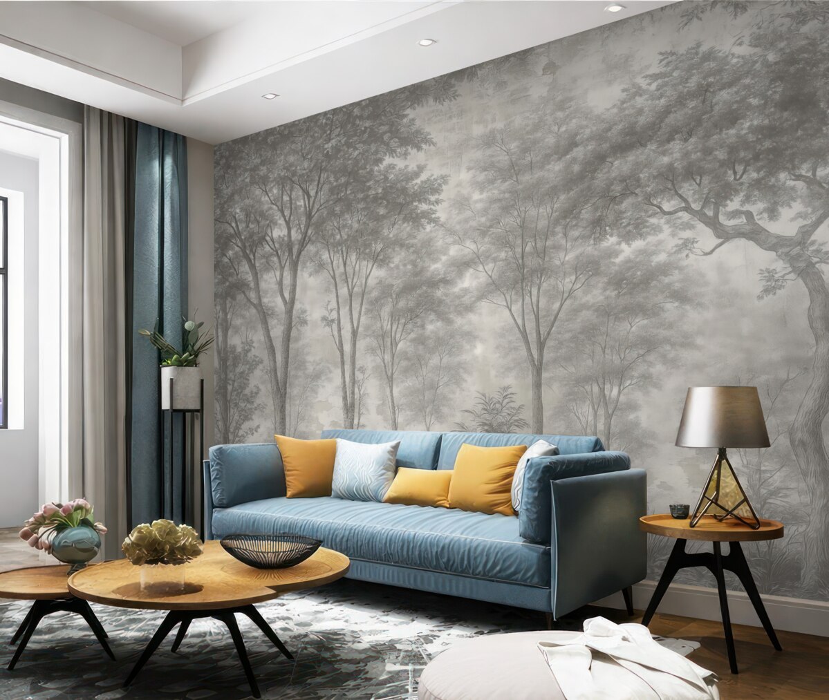 Fototapeta Malowanie lasu na skalnej ścianie.