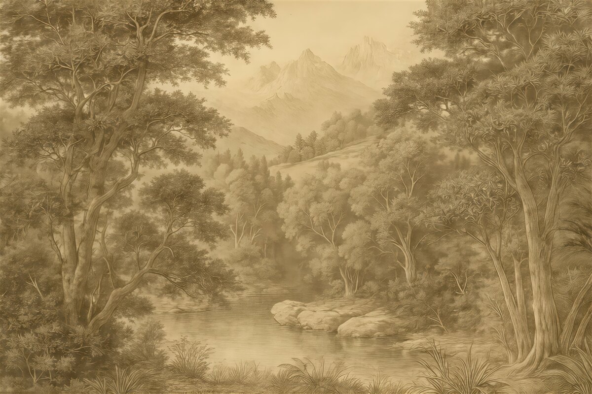 Fototapeta Las tropikalny w tonacjach brązu.