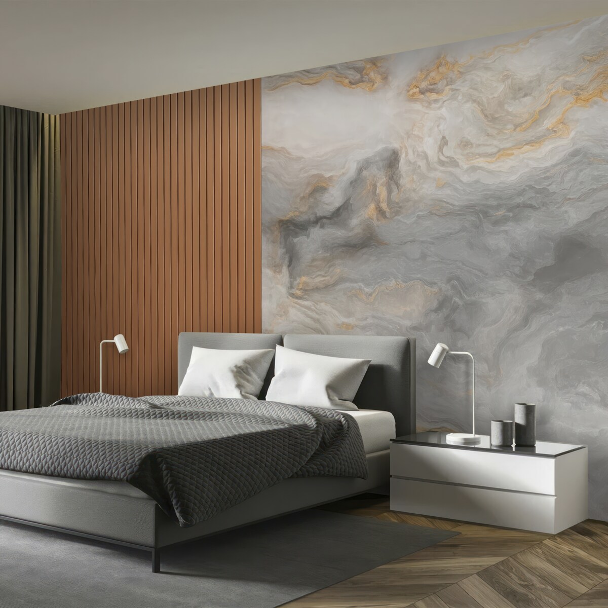 Fototapeta Drewniane deski z marmurem.