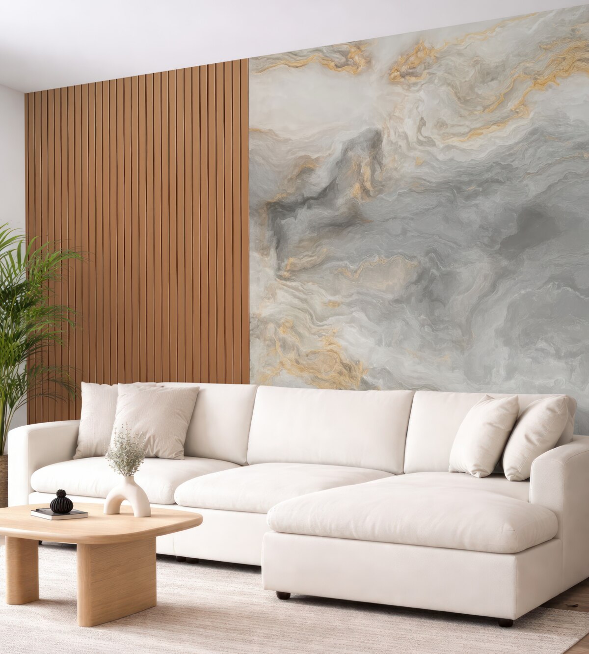 Fototapeta Drewniane deski z marmurem.