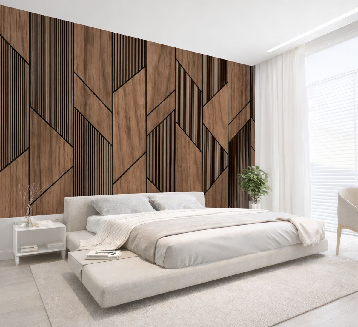 Fototapeta Panele geometryczne z teksturą drewna.