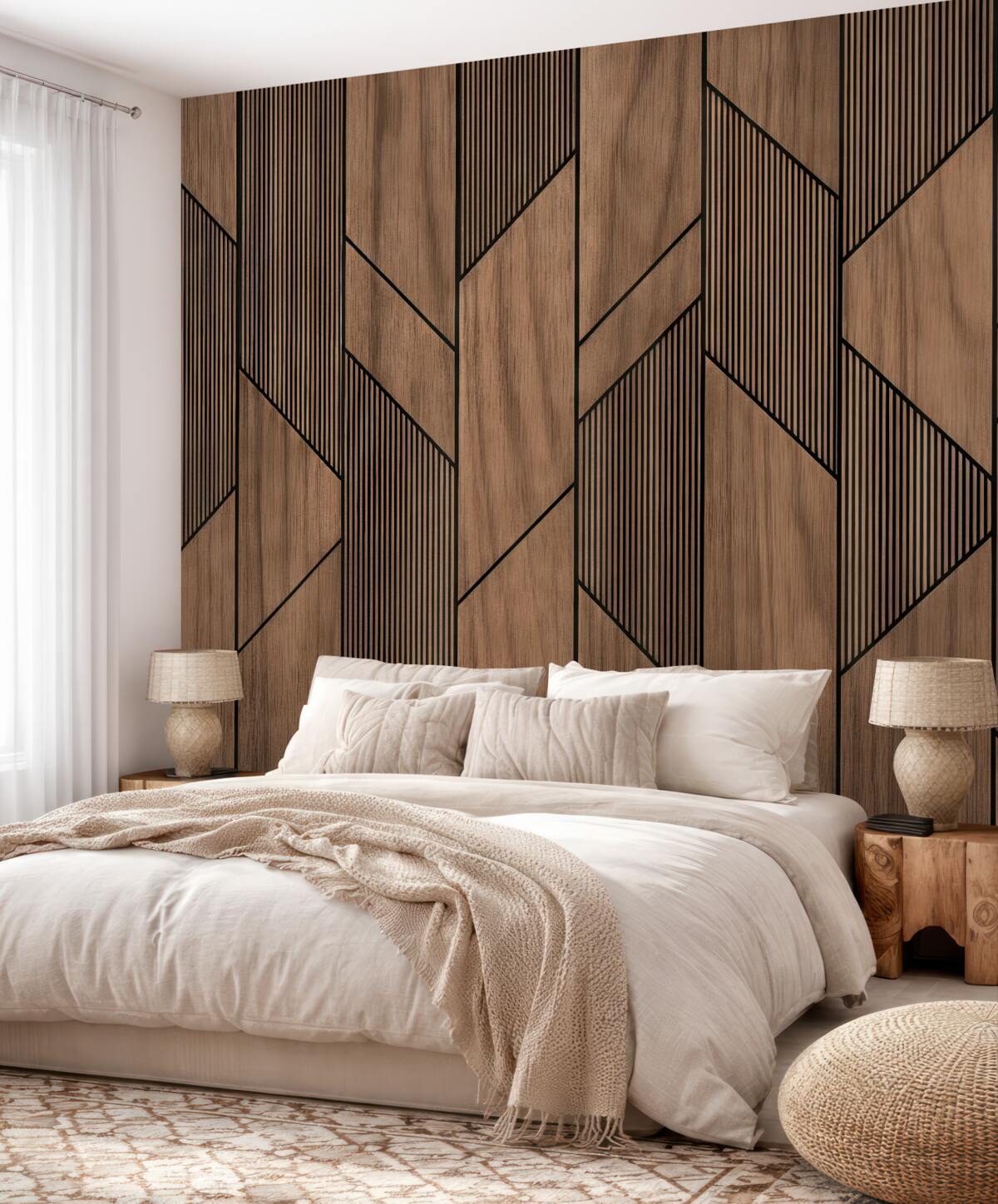 Fototapeta Panele geometryczne z teksturą drewna.