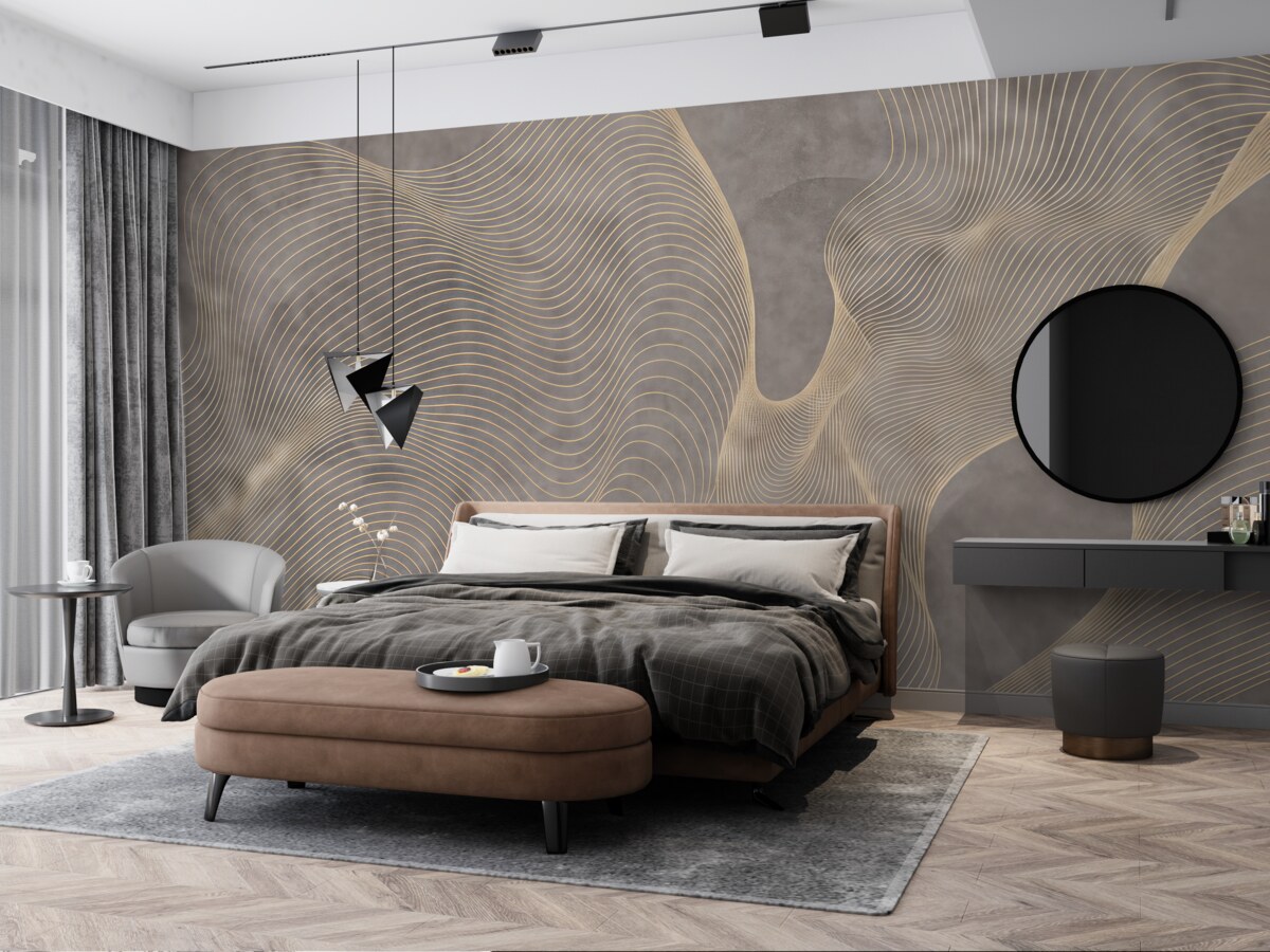 Fototapeta Faliste wzory w odcieniach piaskowych i beżowych.