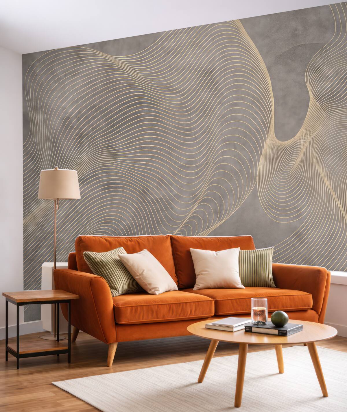 Fototapeta Faliste wzory w odcieniach piaskowych i beżowych.