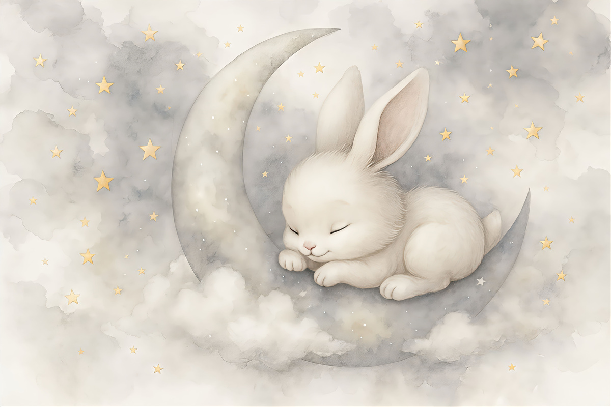 Fototapeta Senny króliczek w akwareli.