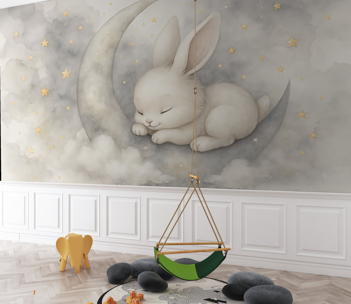 Fototapeta Senny króliczek w akwareli.