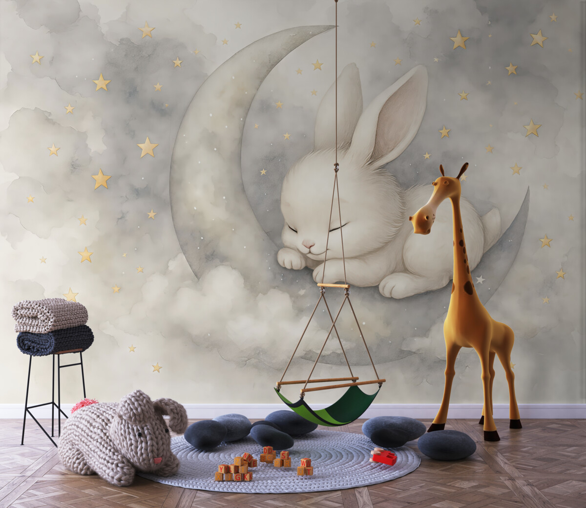 Fototapeta Senny króliczek w akwareli.