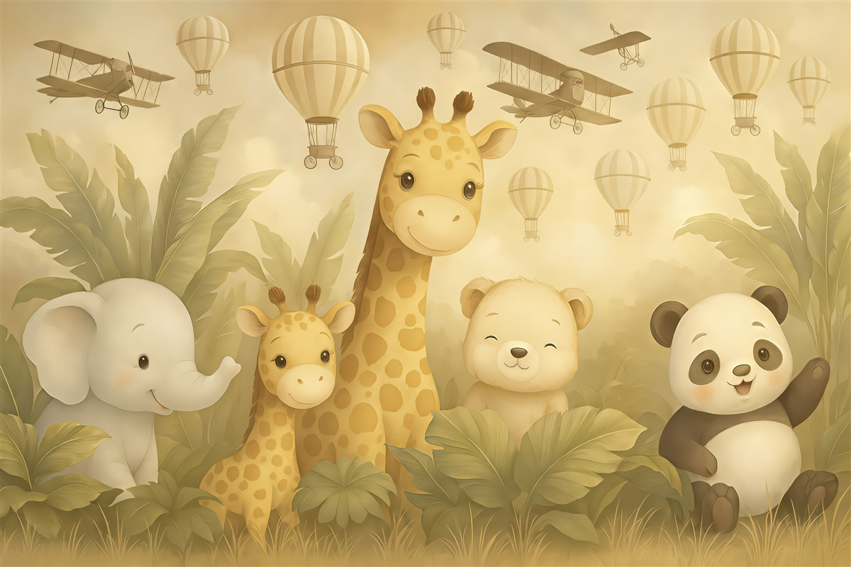 Fototapeta Cudowne tapety z motywami zwierząt do pokoju dla dzieci.