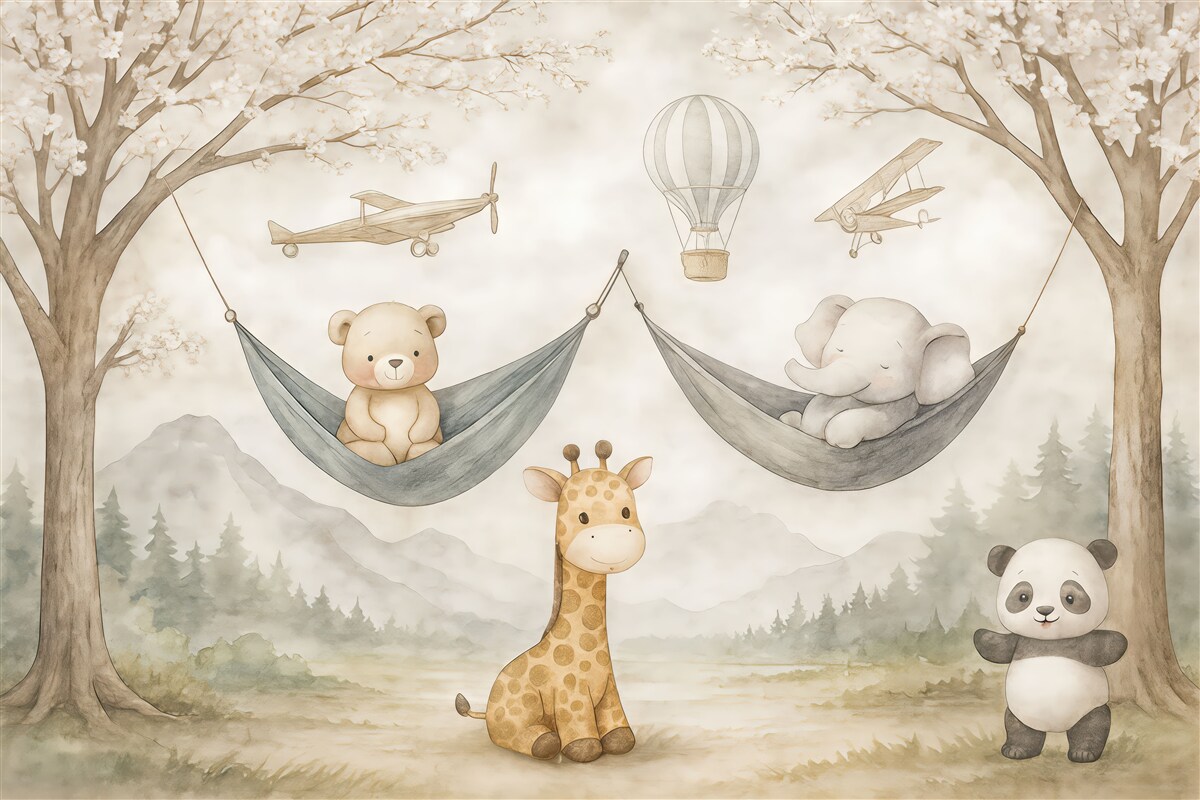 Fototapeta Cudowne stworzenia bujające się w hamaku w lesie.