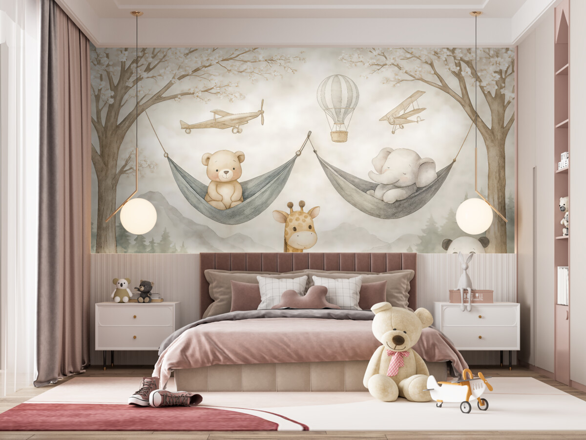 Fototapeta Cudowne stworzenia bujające się w hamaku w lesie.