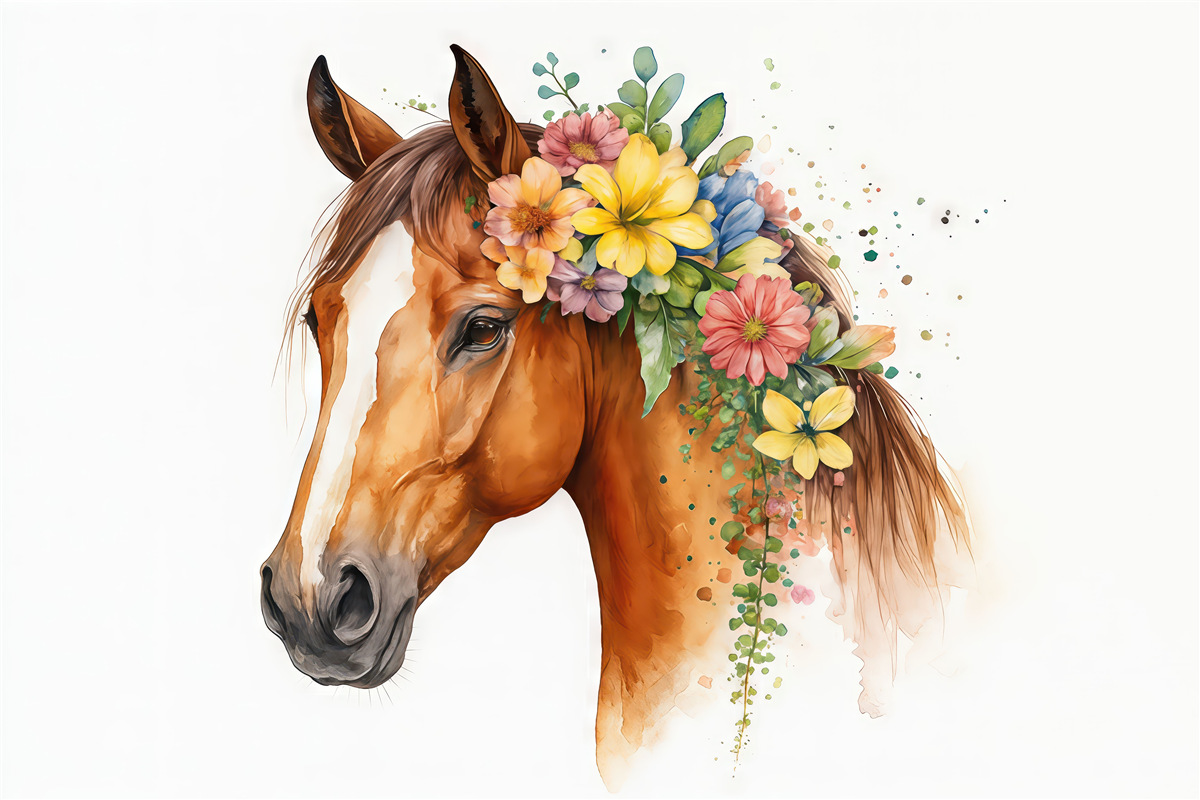 Fototapeta Koniec z kwiatami w akwareli.