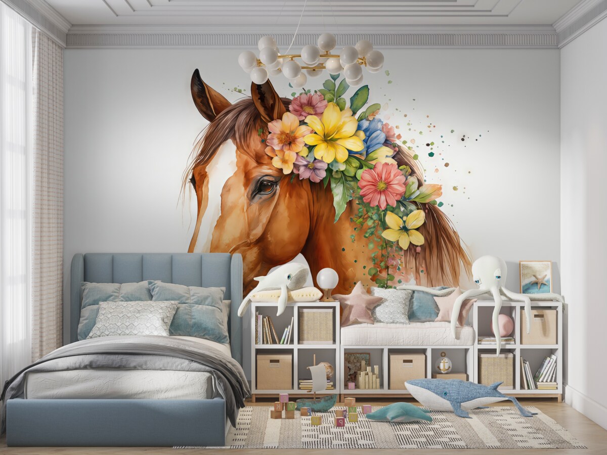 Fototapeta Koniec z kwiatami w akwareli.