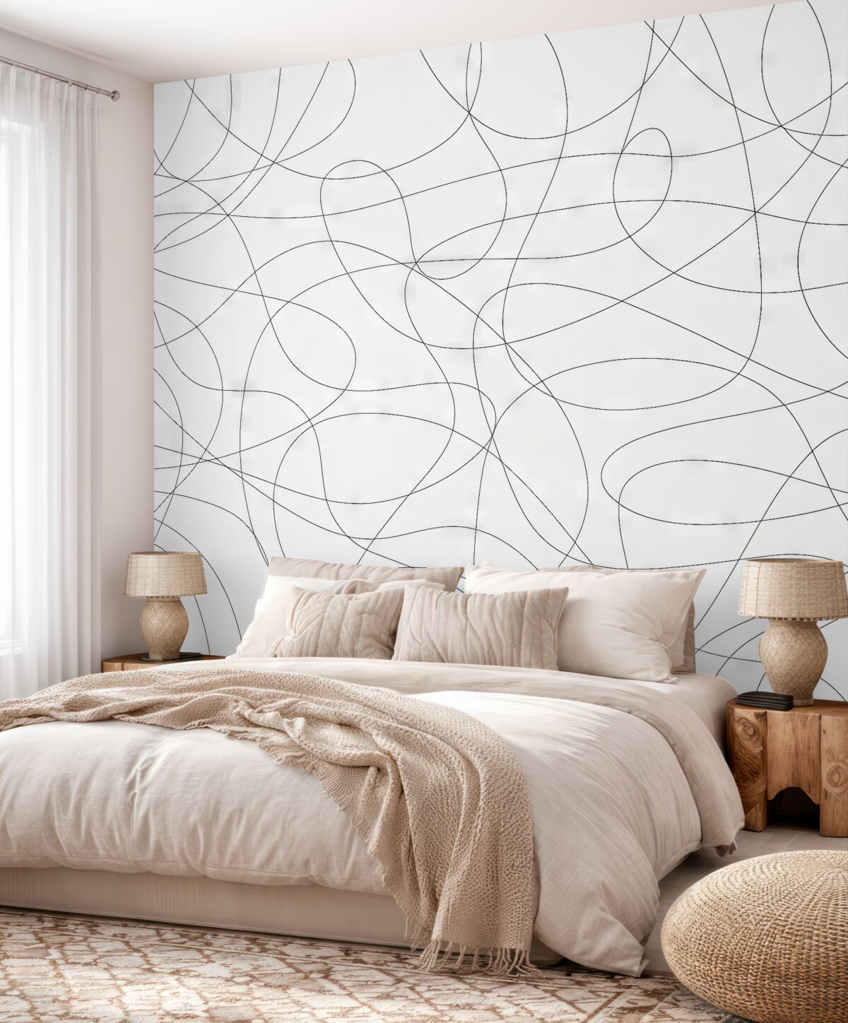 Fototapeta Elegancka tapeta z wzorem linii w stylu bohemy.