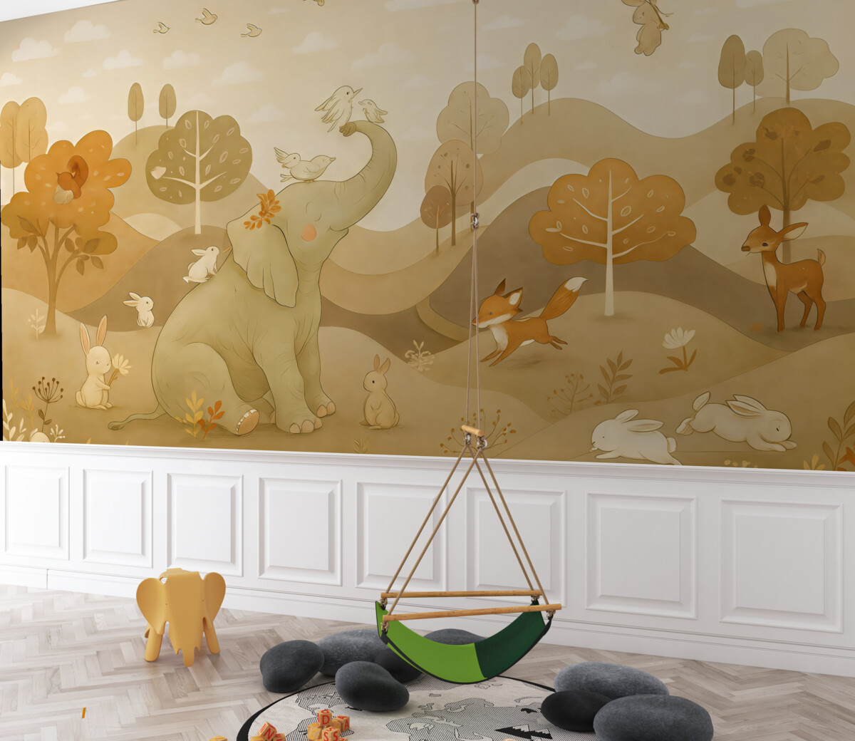 Fototapeta Pejzaż z urokliwymi zwierzętami.