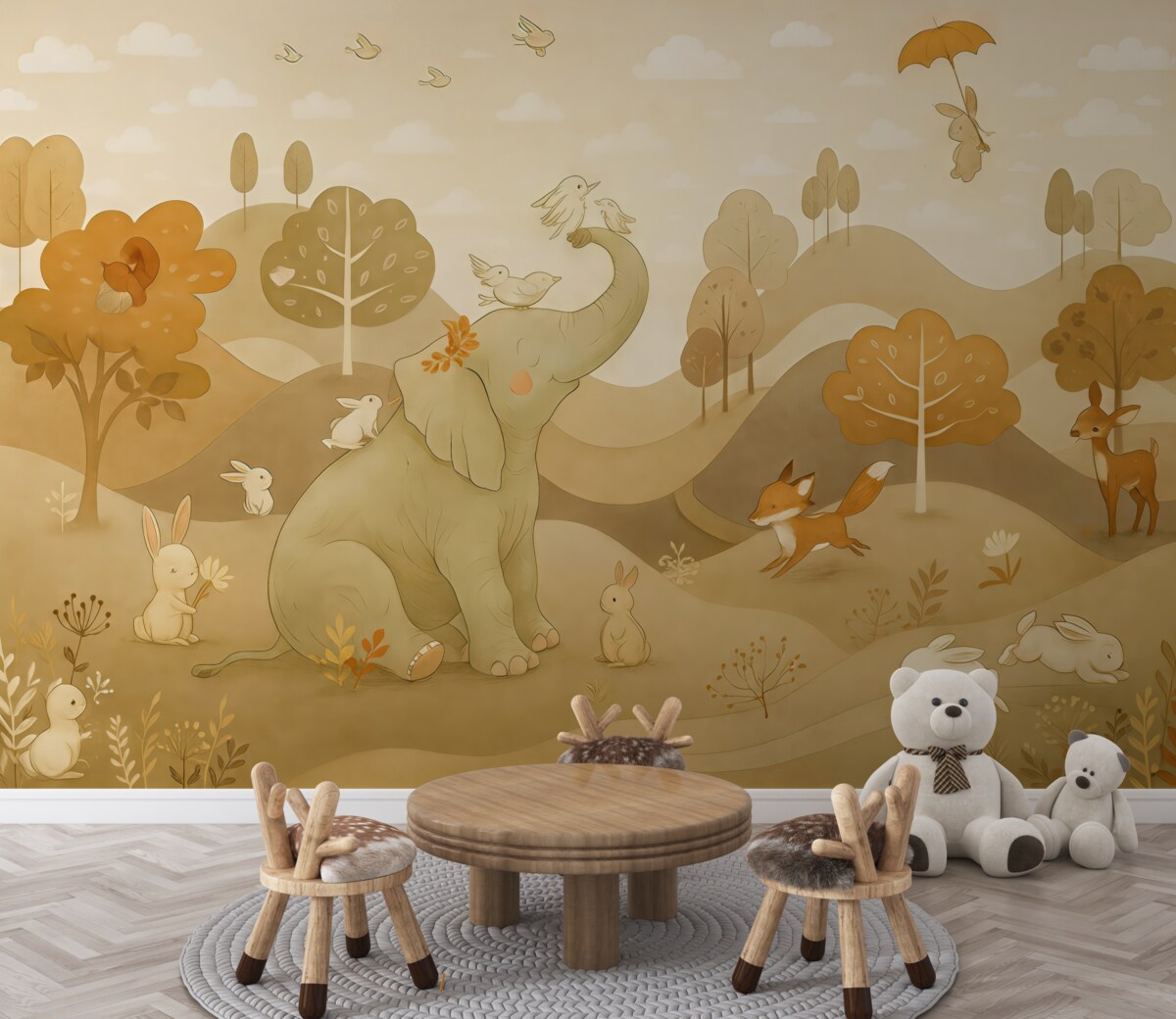 Fototapeta Pejzaż z urokliwymi zwierzętami.