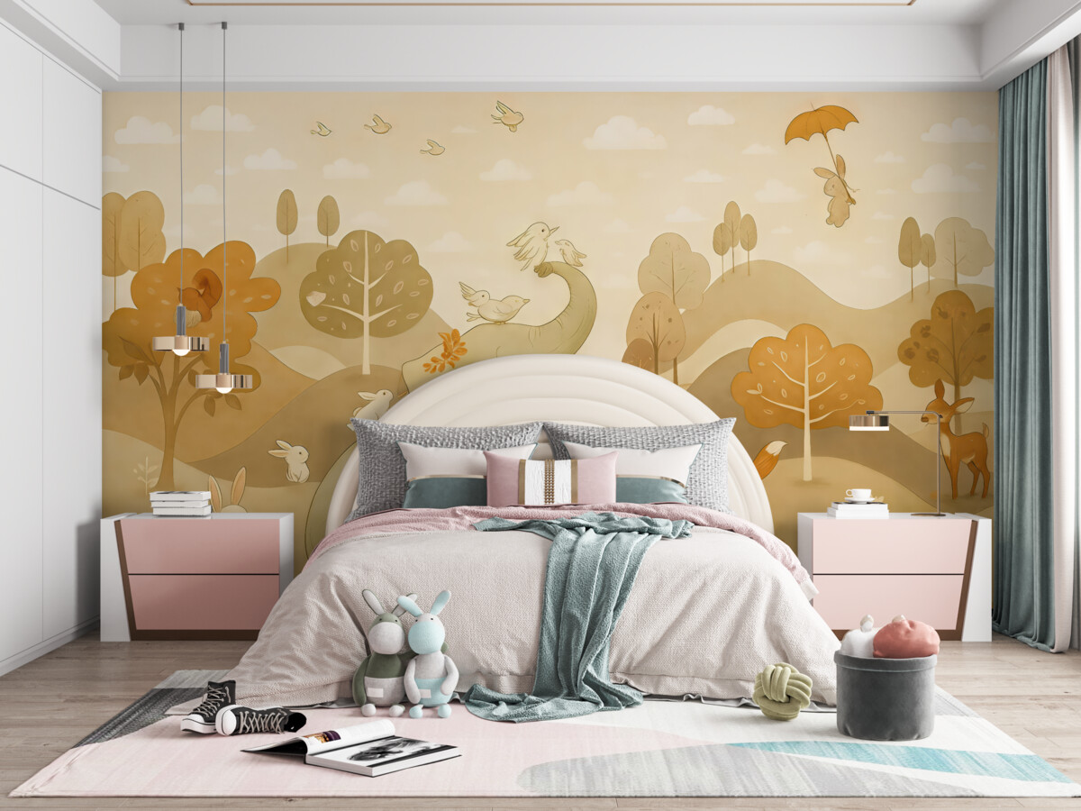 Fototapeta Pejzaż z urokliwymi zwierzętami.