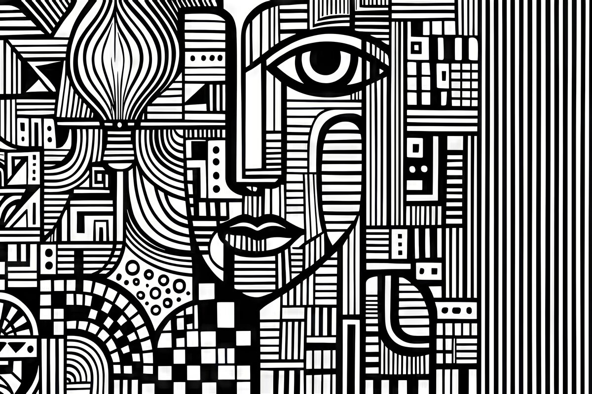 Fototapeta Abstrakcyjna czarno-skalna twarz.