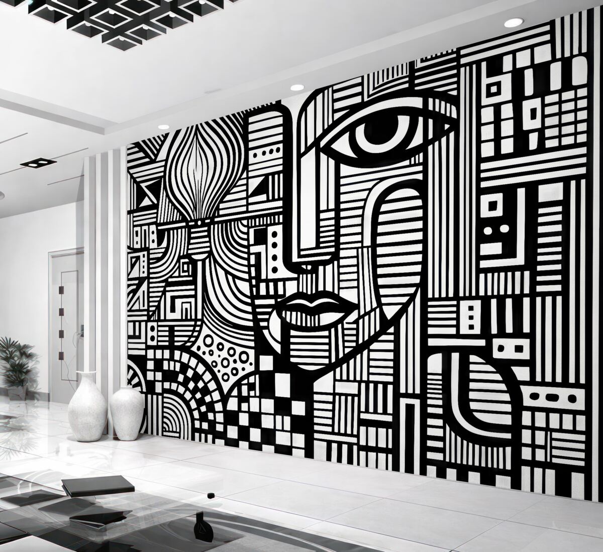 Fototapeta Abstrakcyjna czarno-skalna twarz.