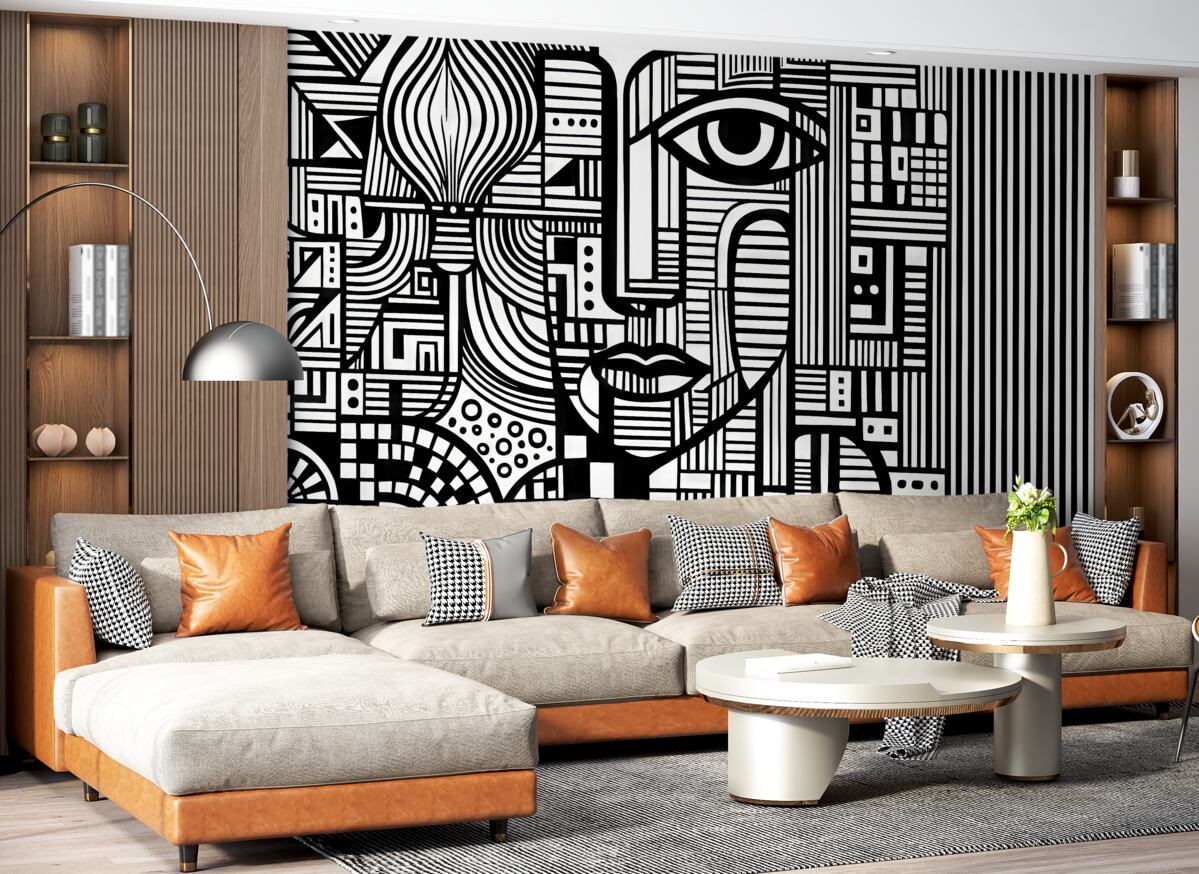 Fototapeta Abstrakcyjna czarno-skalna twarz.