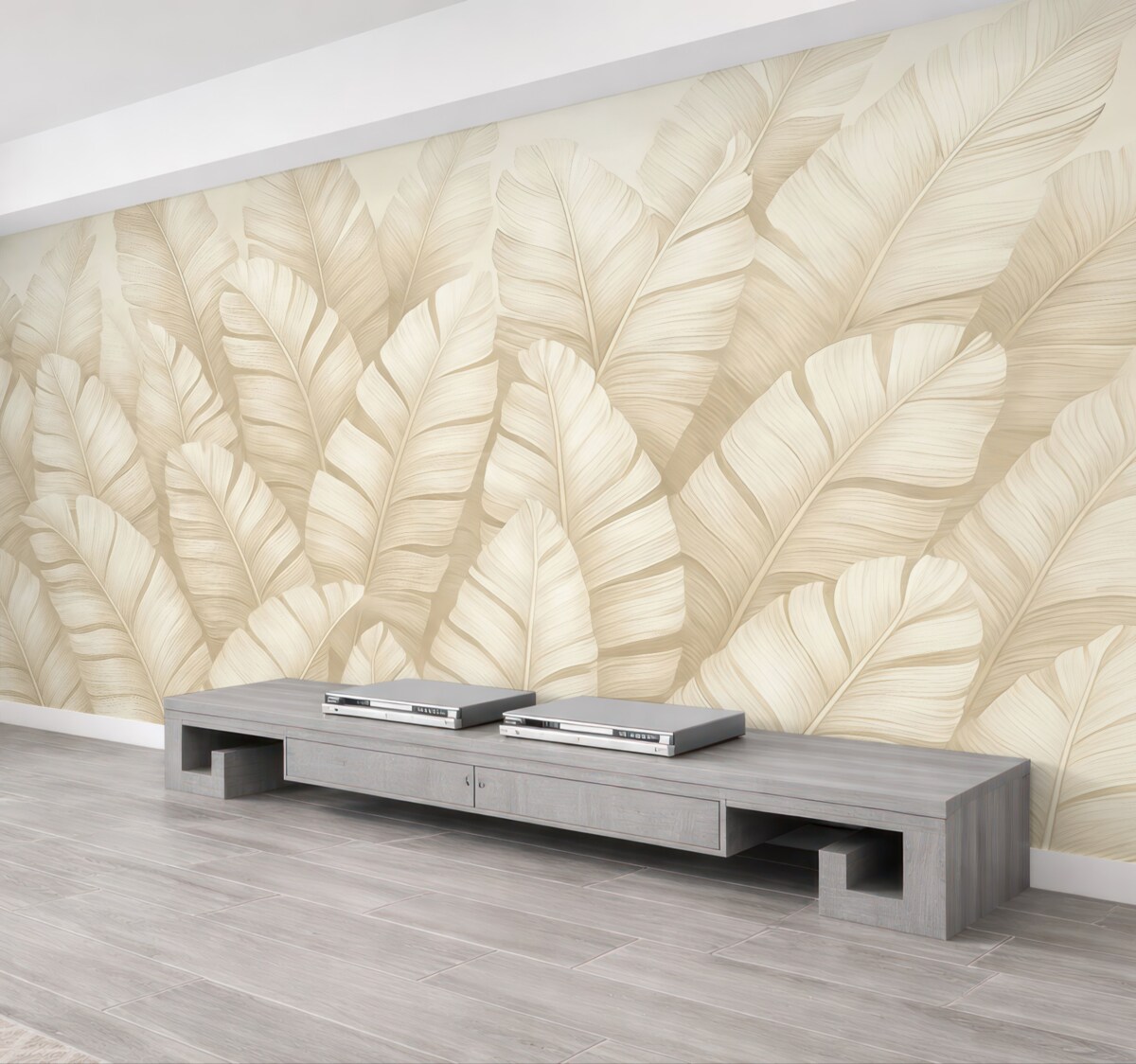 Fototapeta Stylowe tropikalne beżowe liście.