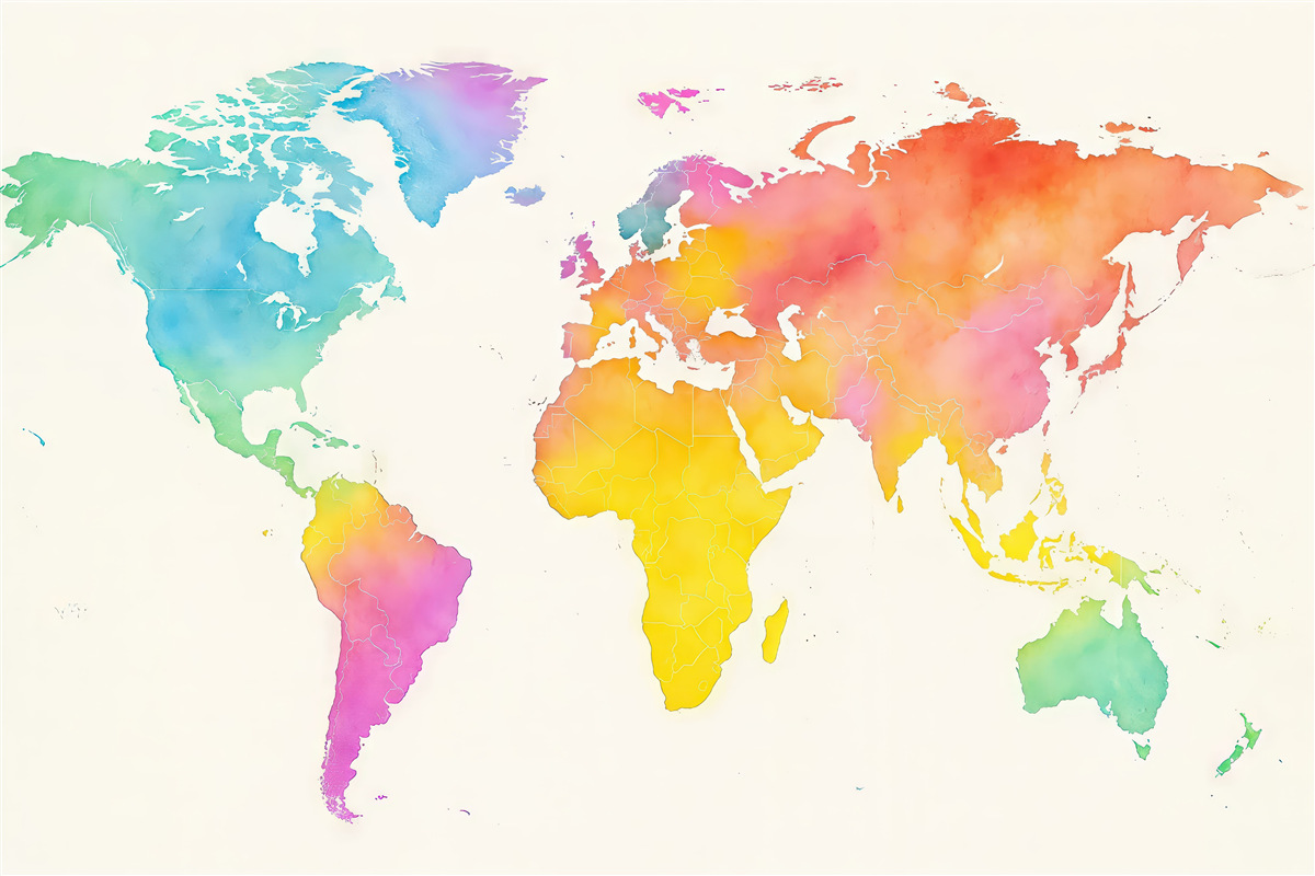 Fototapeta Jasna akwarelowa grafika mapy globu.