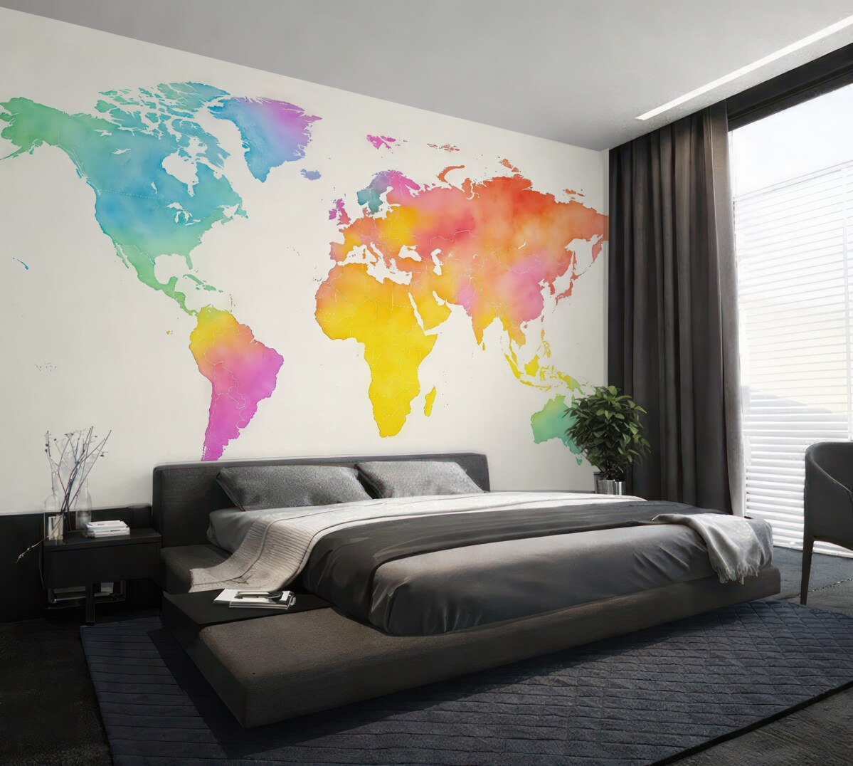 Fototapeta Jasna akwarelowa grafika mapy globu.