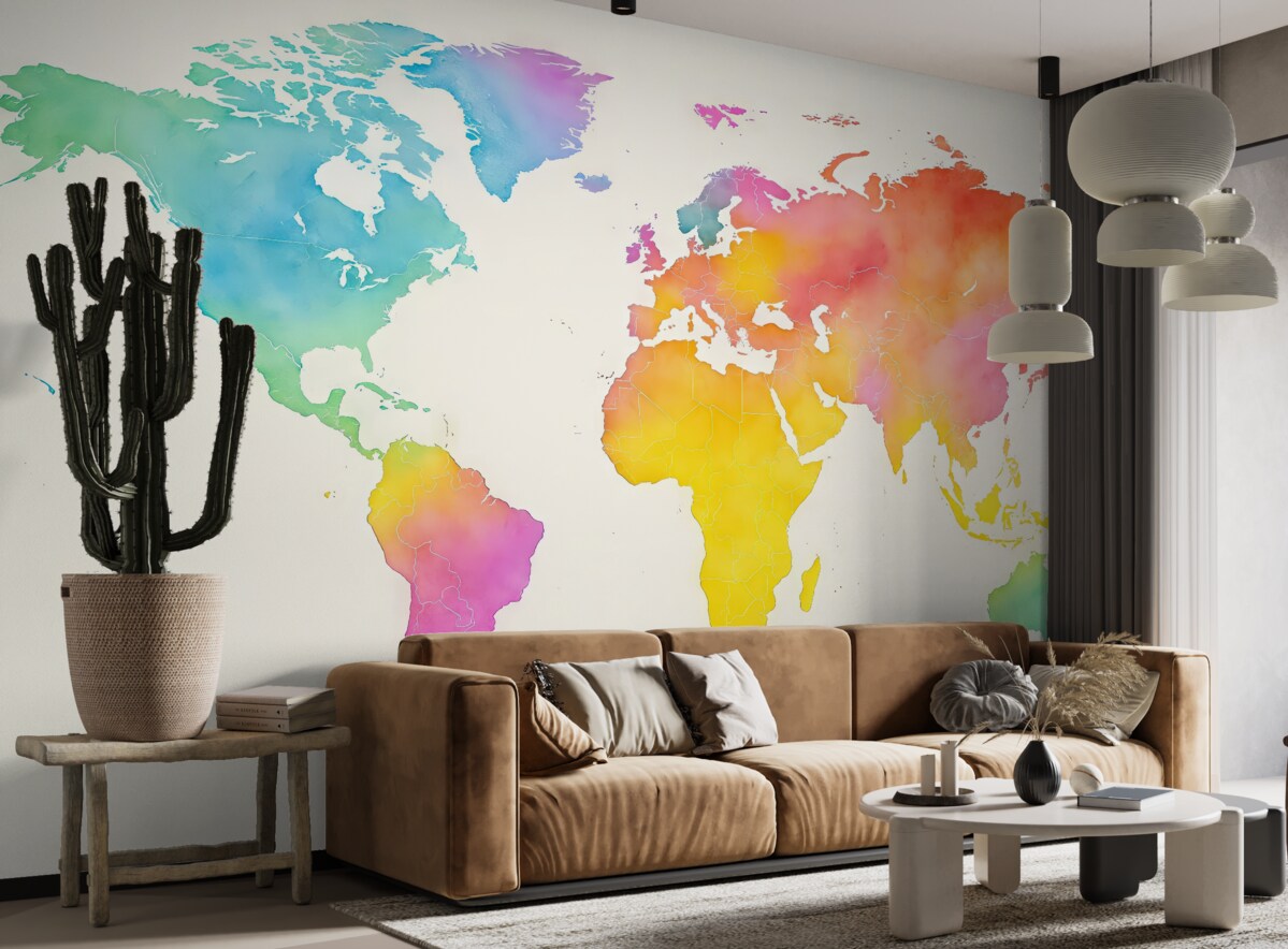 Fototapeta Jasna akwarelowa grafika mapy globu.