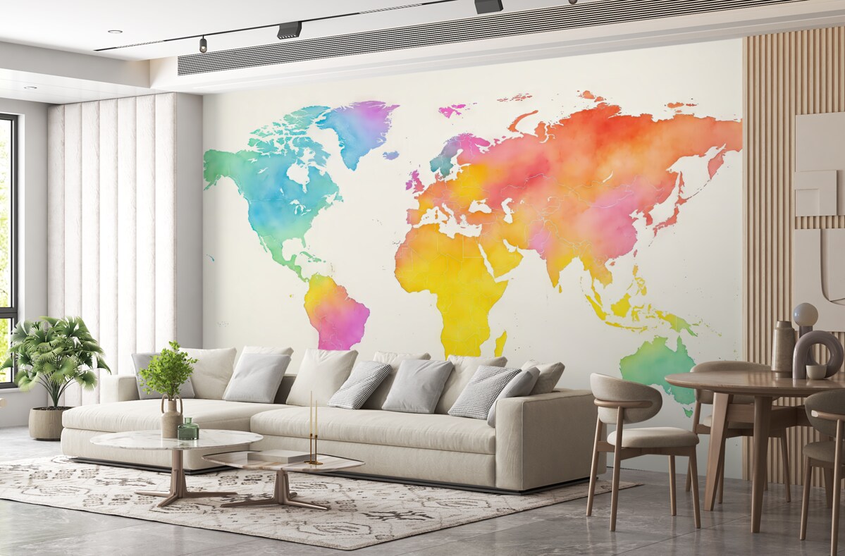 Fototapeta Jasna akwarelowa grafika mapy globu.