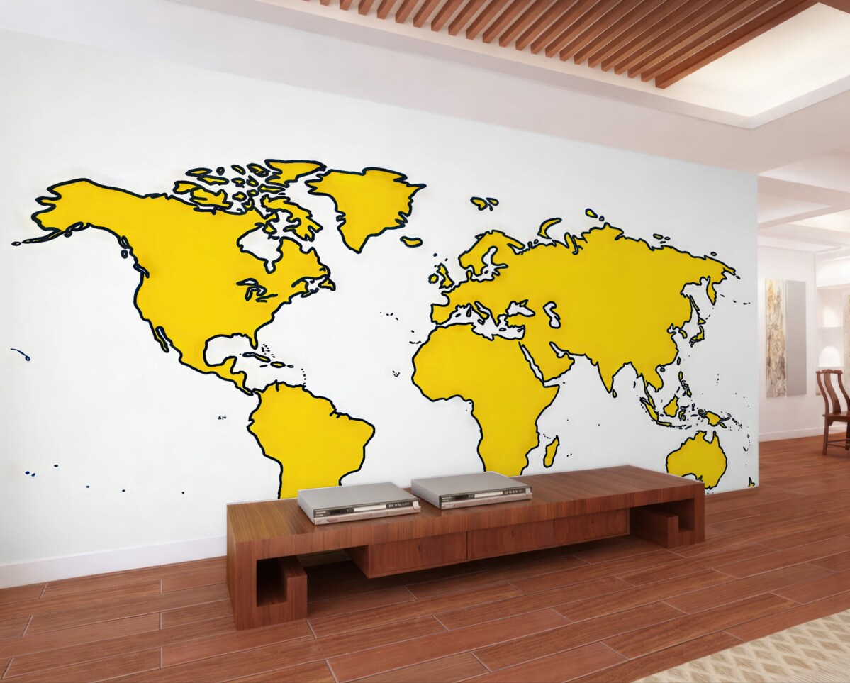 Fototapeta Stylizowana mapa globu w intensywnych barwach.