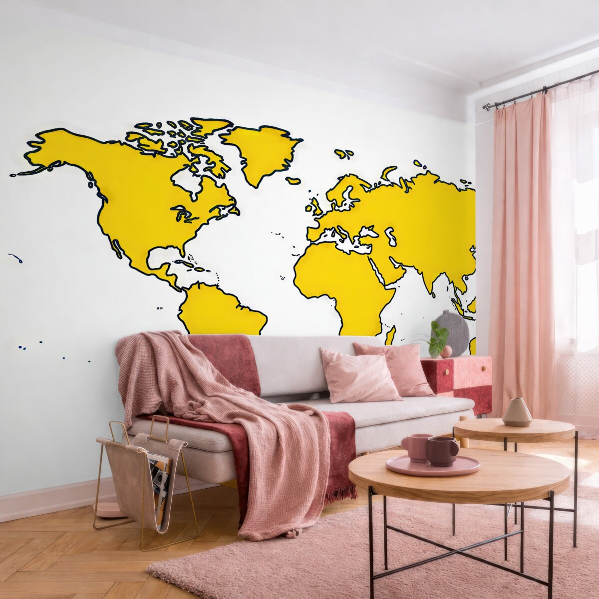 Fototapeta Stylizowana mapa globu w intensywnych barwach.