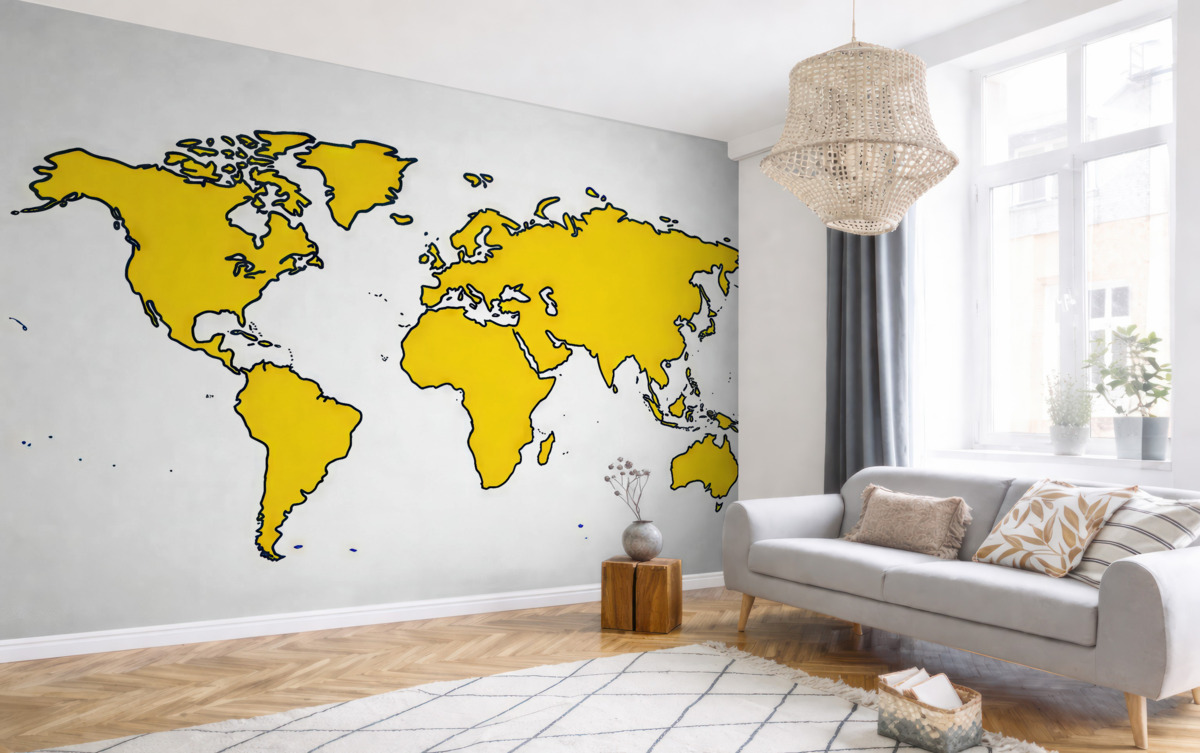 Fototapeta Stylizowana mapa globu w intensywnych barwach.