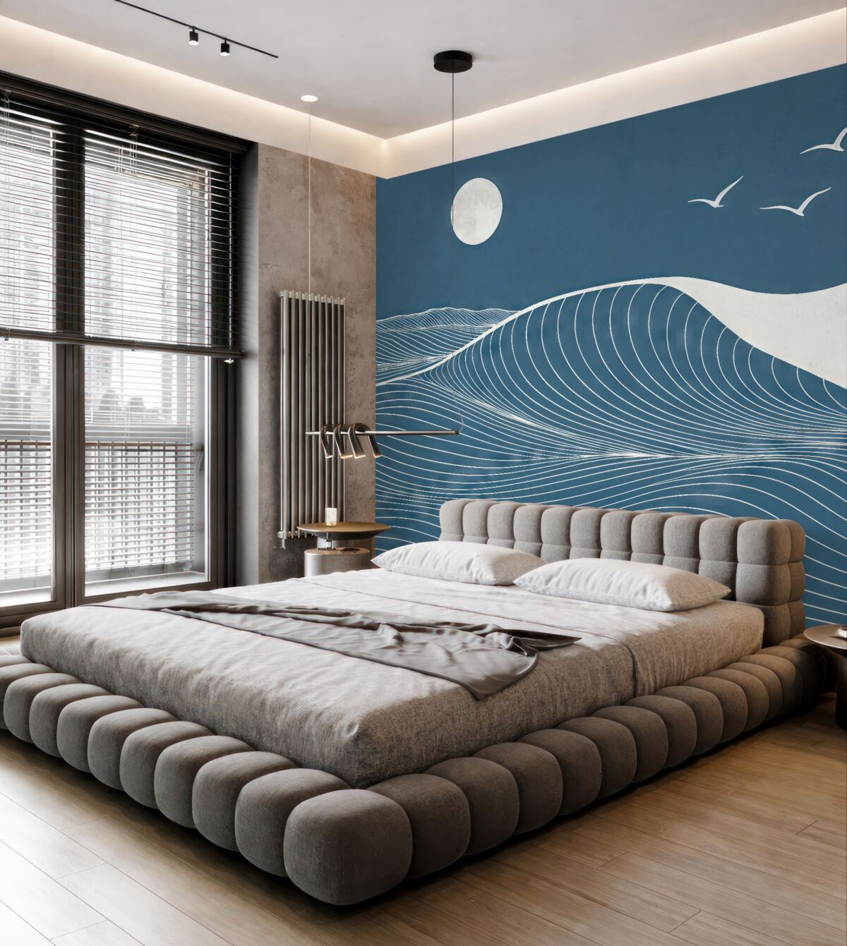 Fototapeta Fale pod cichym, księżycowym niebem.