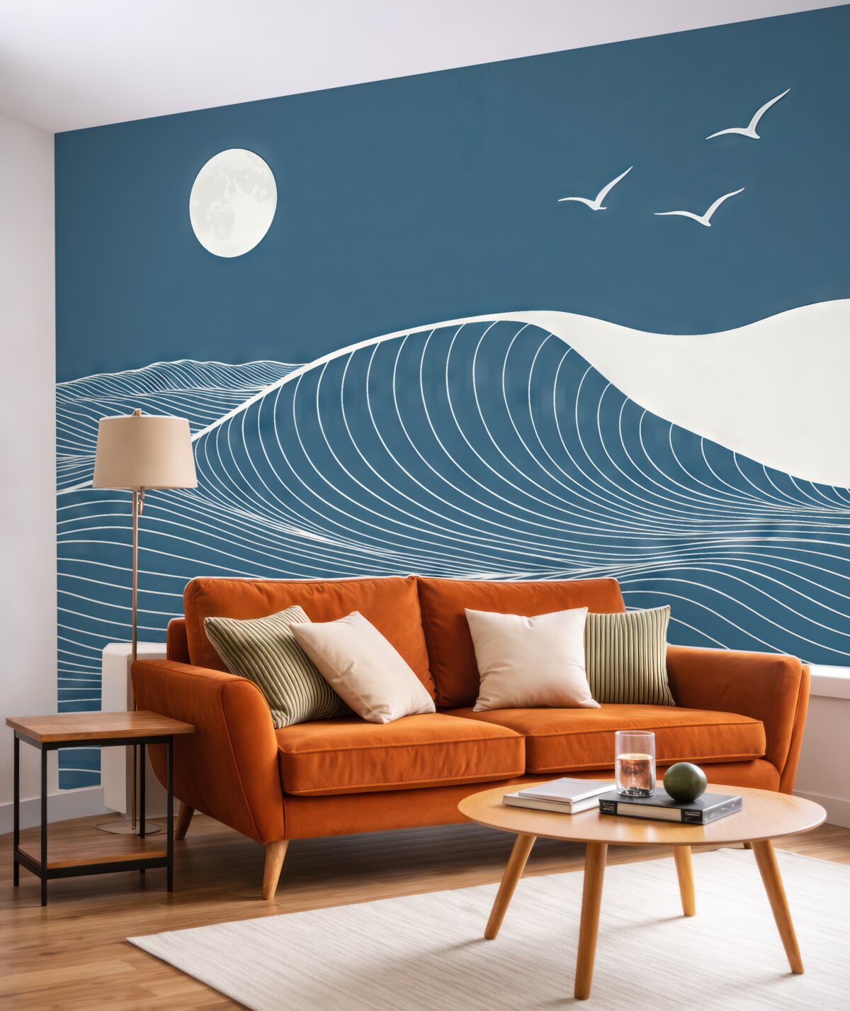 Fototapeta Fale pod cichym, księżycowym niebem.