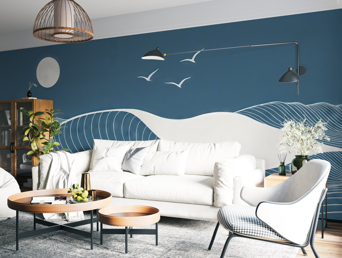 Fototapeta Fale pod cichym, księżycowym niebem.