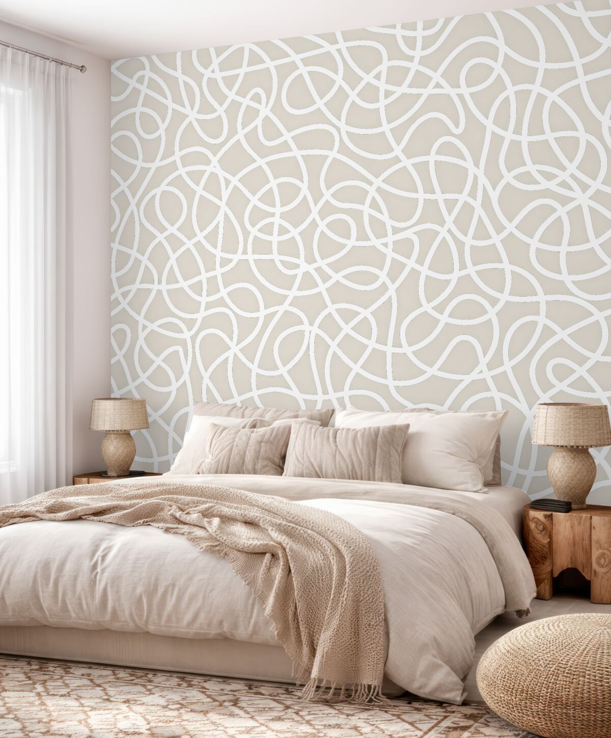 Fototapeta Styl boho w modnych liniach, minimalizm w odcieniach beżu.