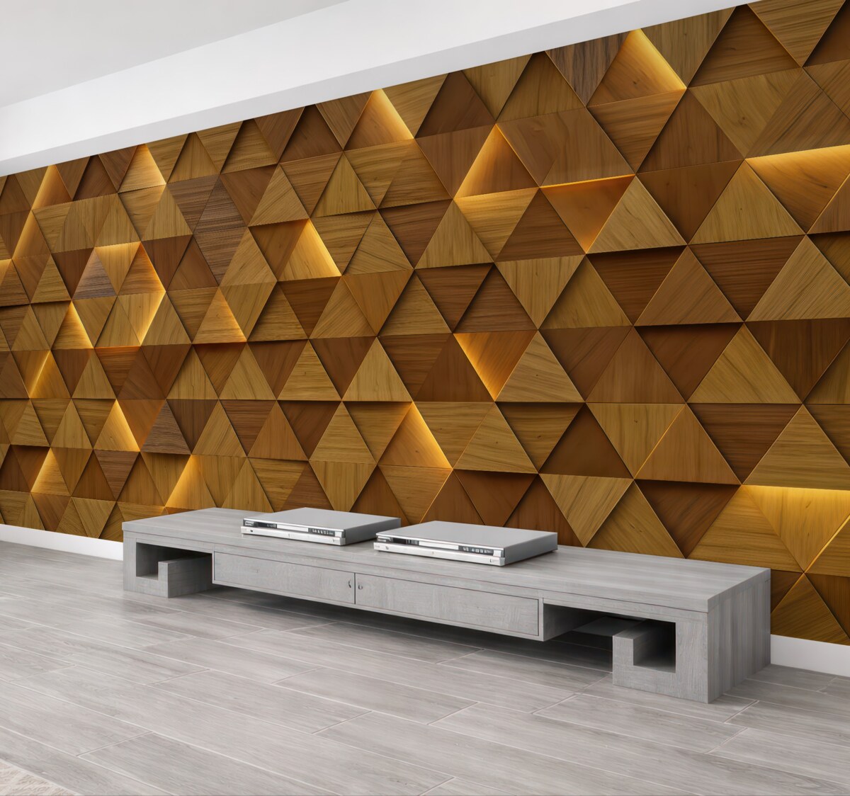 Fototapeta Klasyczne drewniane trójkąty z efektem 3D.