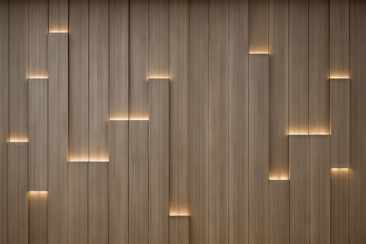 Fototapeta Tradycyjne drewniane panele z iluminacją 3D.