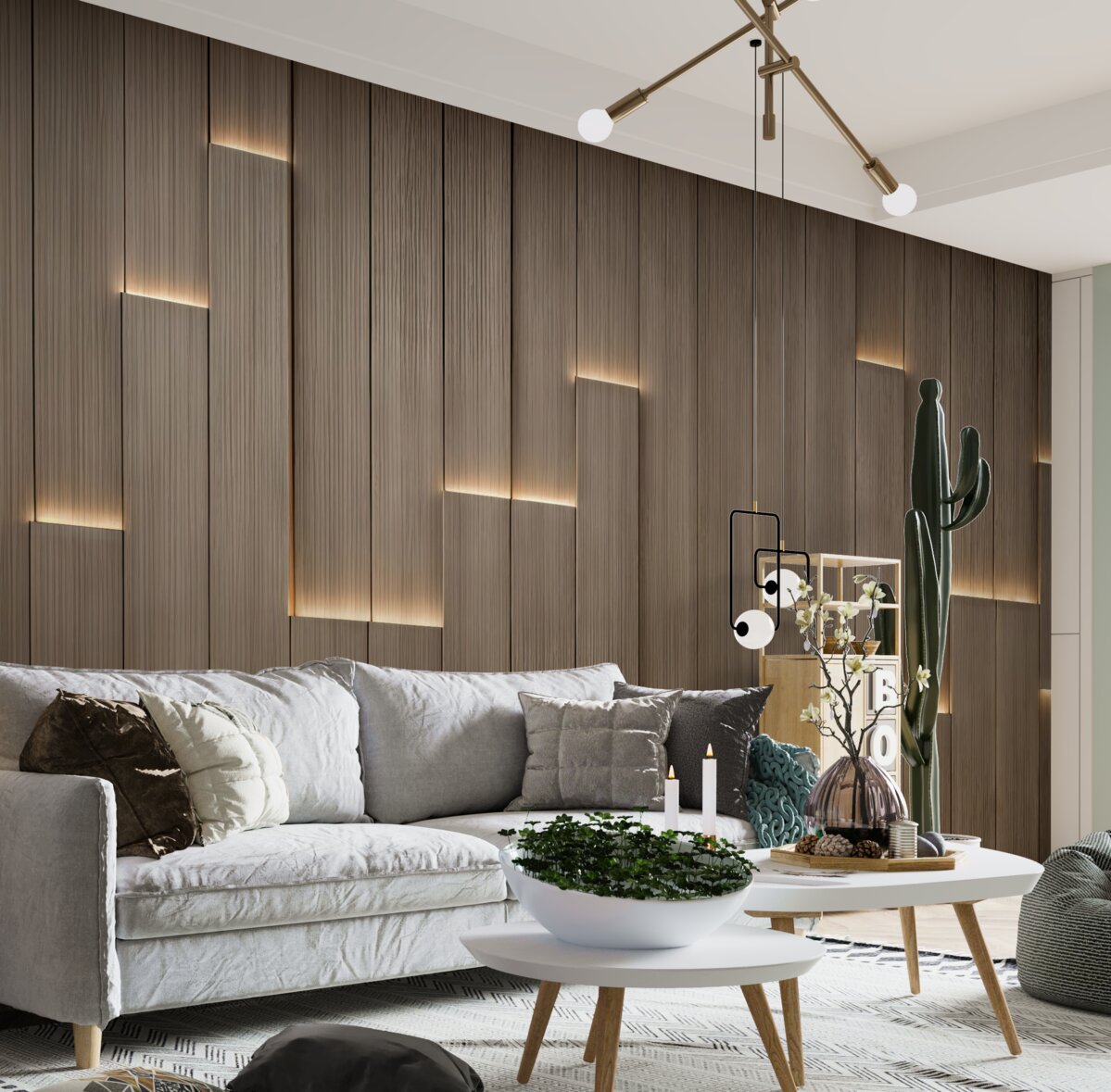 Fototapeta Tradycyjne drewniane panele z iluminacją 3D.